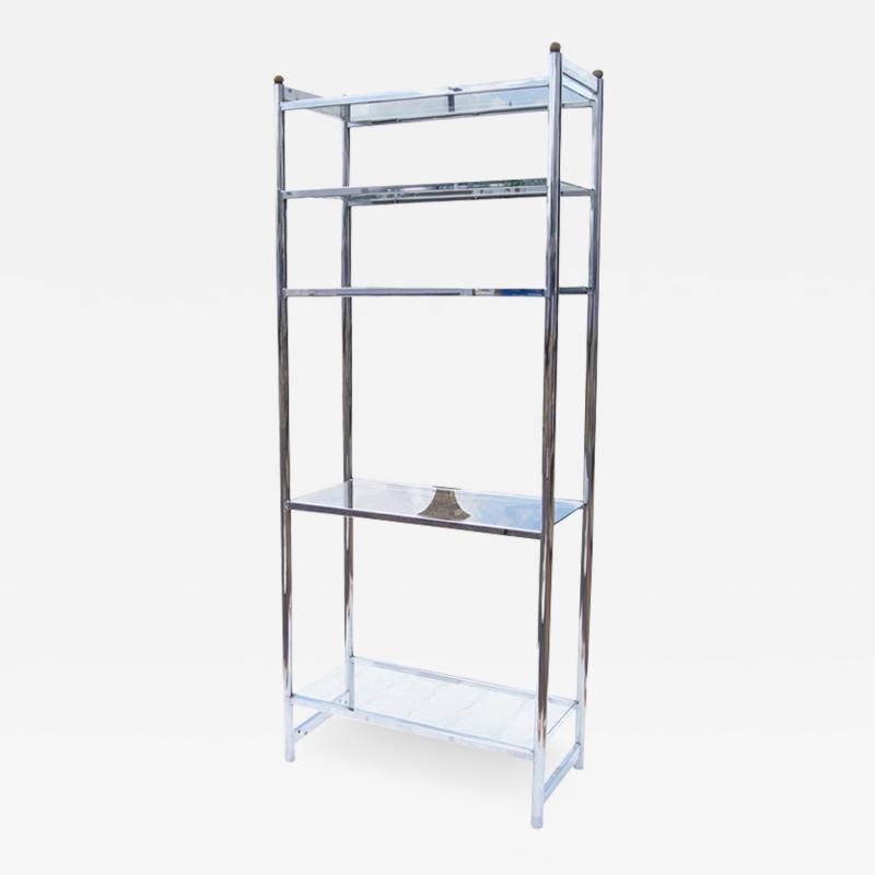Chrome And Glass Modernist Etagere Shelf Unit