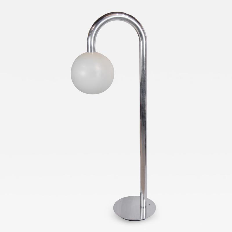 Chrome Arc and Frosted Shade Floor Lamp