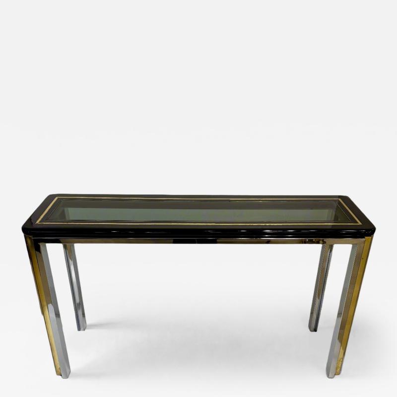 Chrome Brass and Glass Console Table Italy 1970s