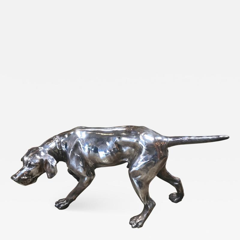 Chrome Sculpture Hunting Dog Tuscany Italy 1970s