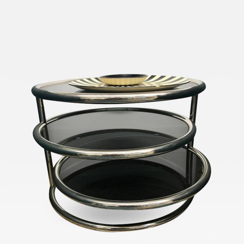 Chrome smoked glass 3 tier end table