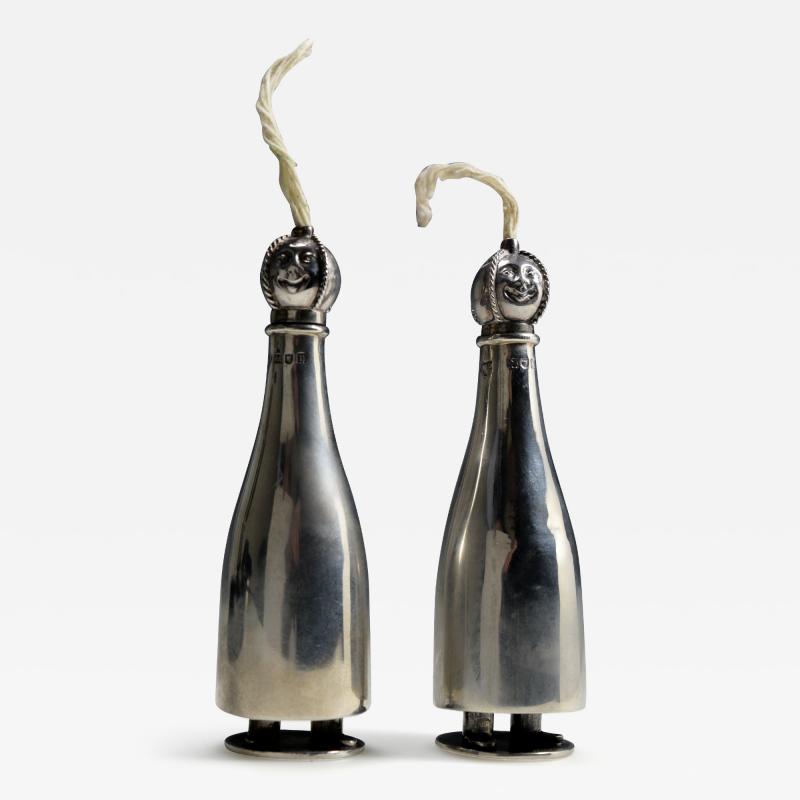 Cigar Table Lighters Champagne Bottle Figures Sterling Silver 1906