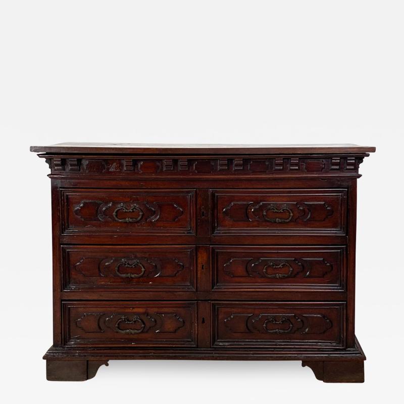 Circa 1700 Baroque Walnut Italian Chest