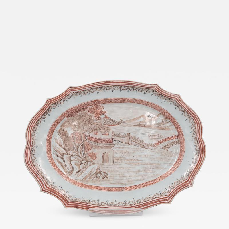 Circa 1780 Chinese Export Rouge de Fer Porcelain Plate