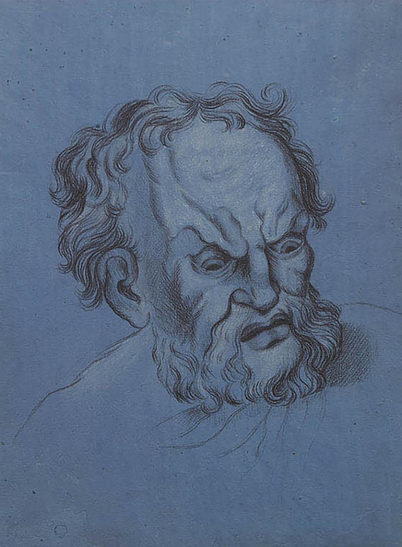 Circa 1800 Baroque Drawing of An Older Man Italy