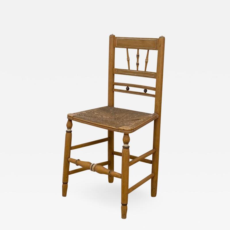 Circa 1810 English Regency Rush Seat Painted Chair