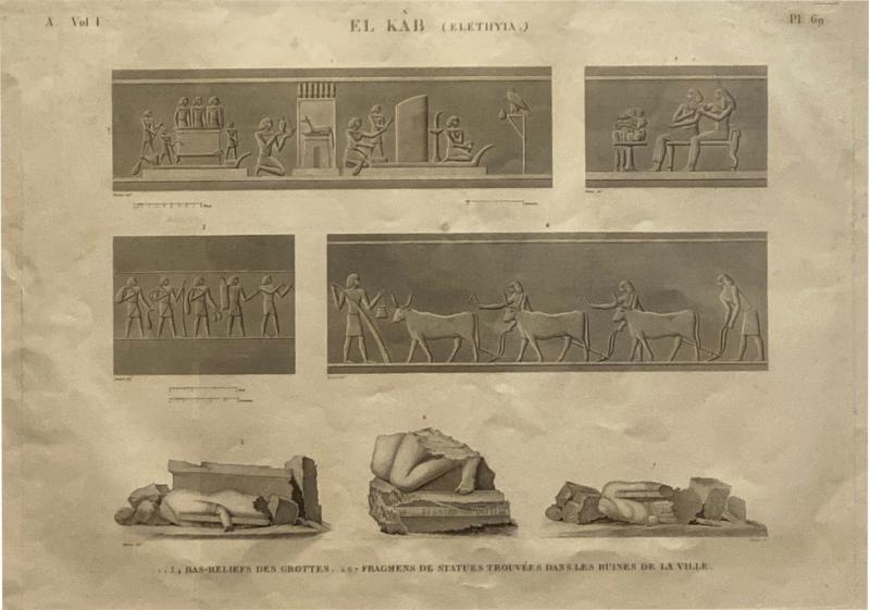 Circa 1810 Engraving of Ancient Egyptian Art Artifacts France