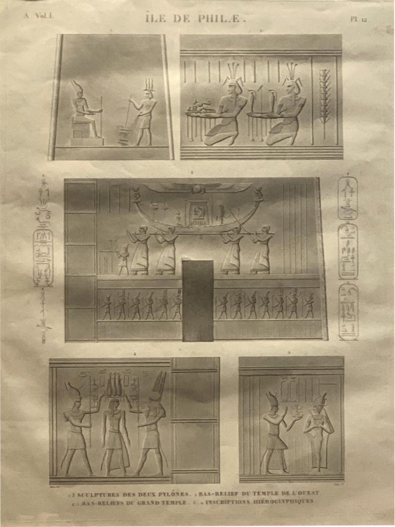 Circa 1810 Large Engraving of an Egyptian Monument France