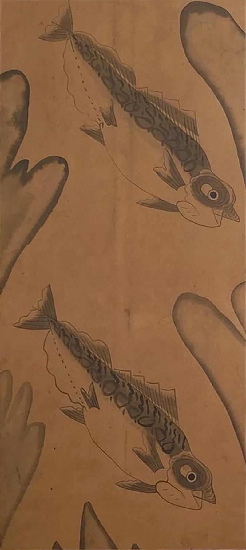 Circa 1850 Painting of 2 Fish Korea
