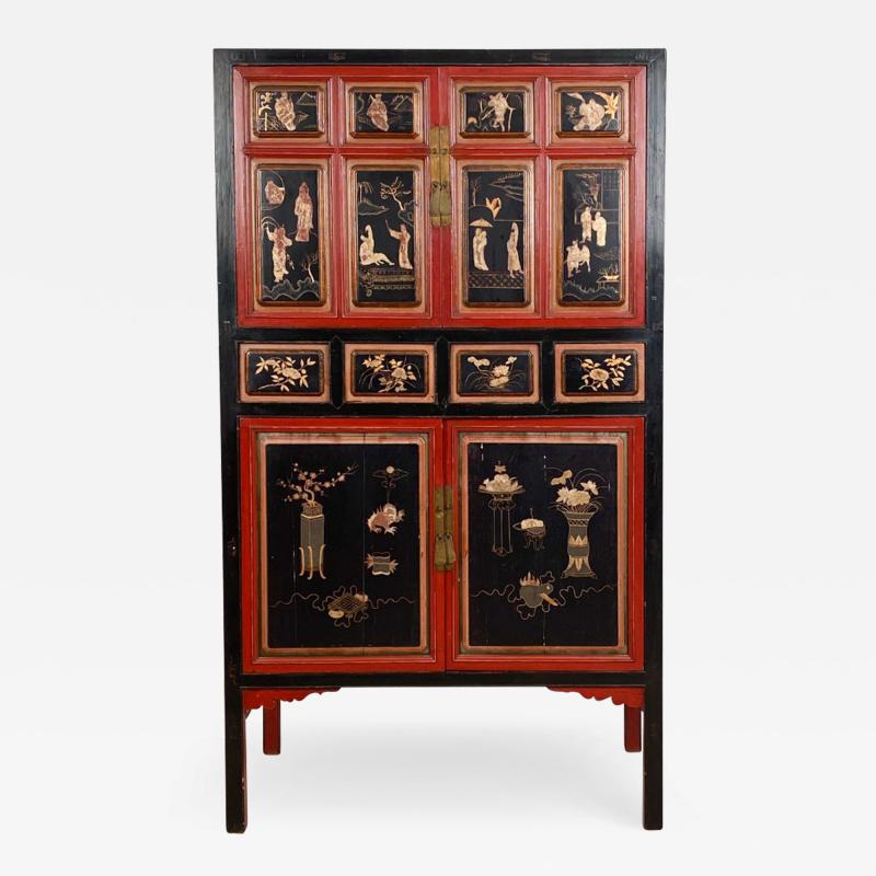 Circa 1870 Painted and Lacquered Cabinet China
