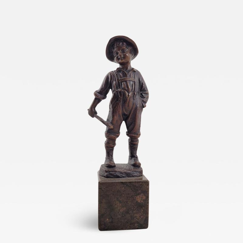 Circa 1880 Bronze of a Young Boy on Marble Base France