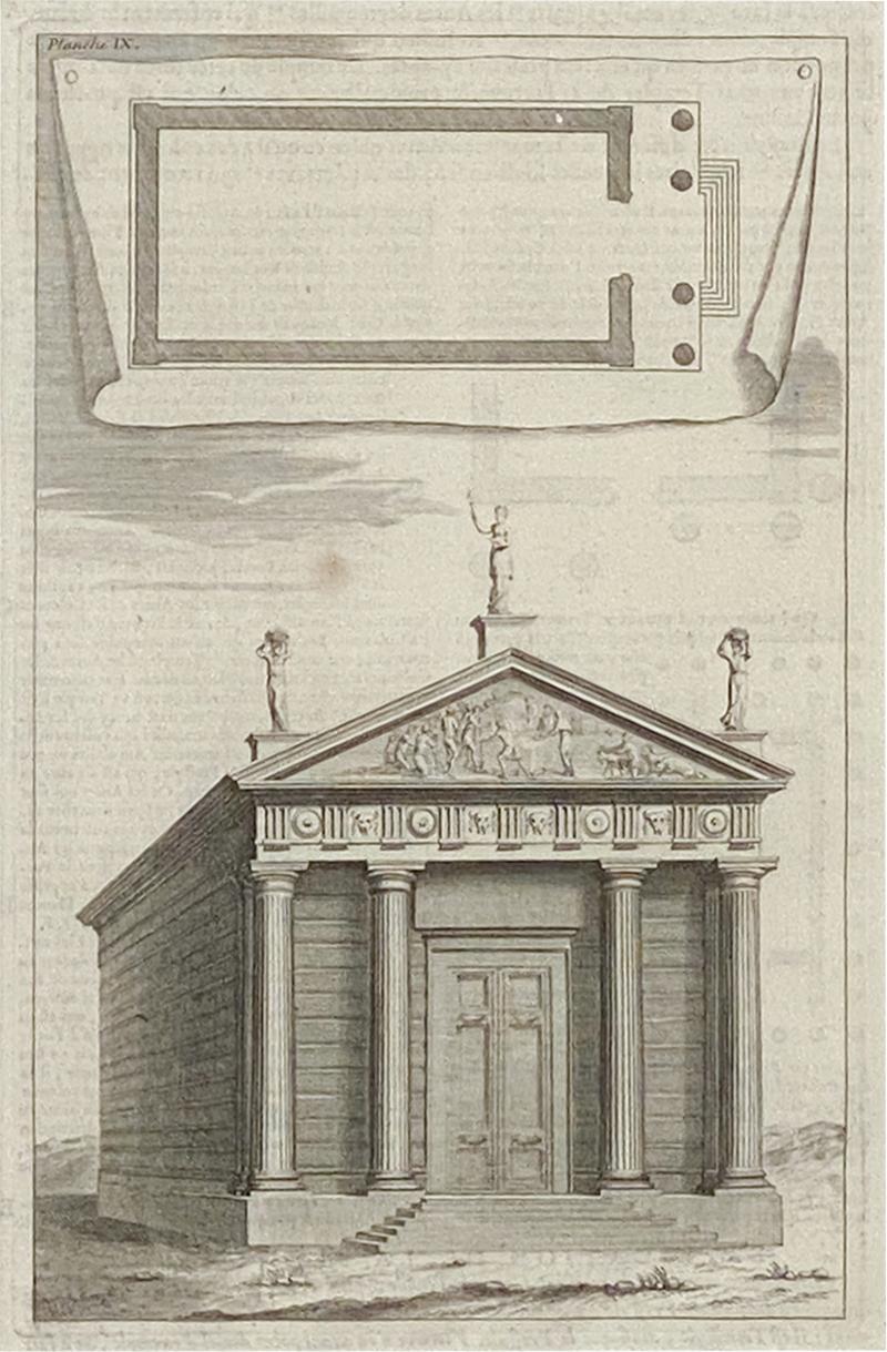 Circa 18th Century Classical Temple Engraving France