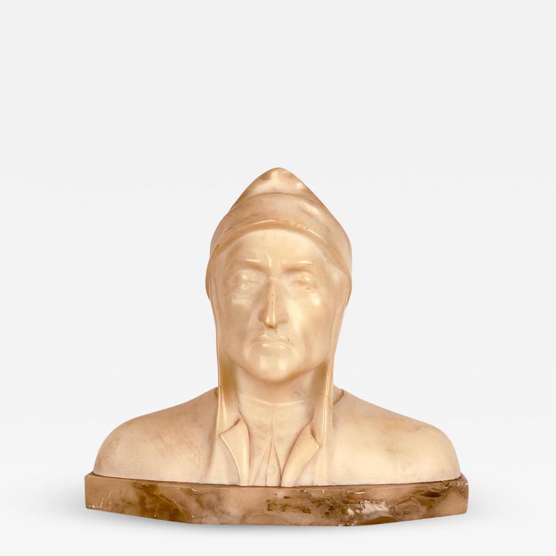 Circa 1900 Alabaster and Marble Bust of Dante