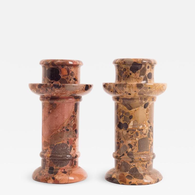 Circa 1900 Two Similar Jasper Candlesticks France