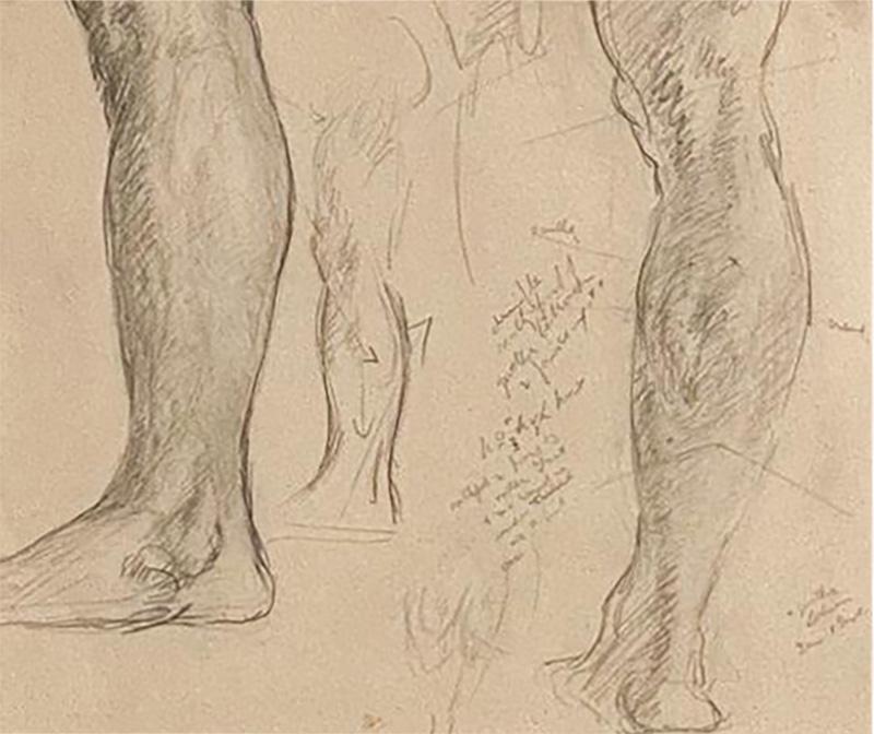 Circa 1920 Pencil Sketch of Legs Probably USA