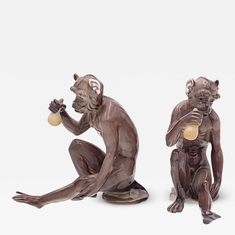 Circa 1920 Porcelain Monkeys Nymphenburg A Pair