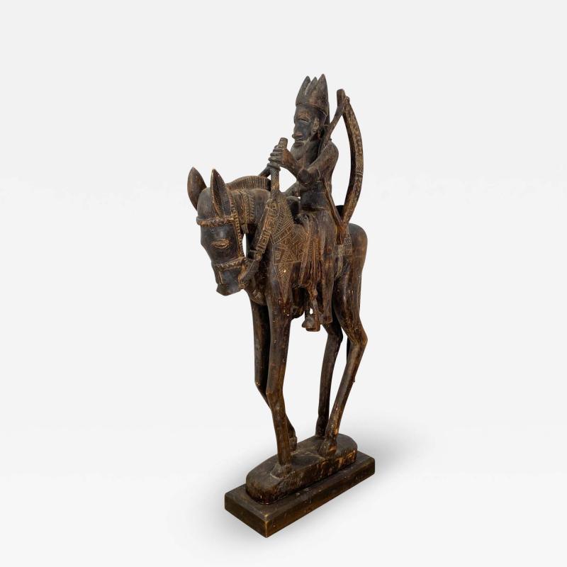 Circa 1980 Wood Carving of a Horse and Rider Africa