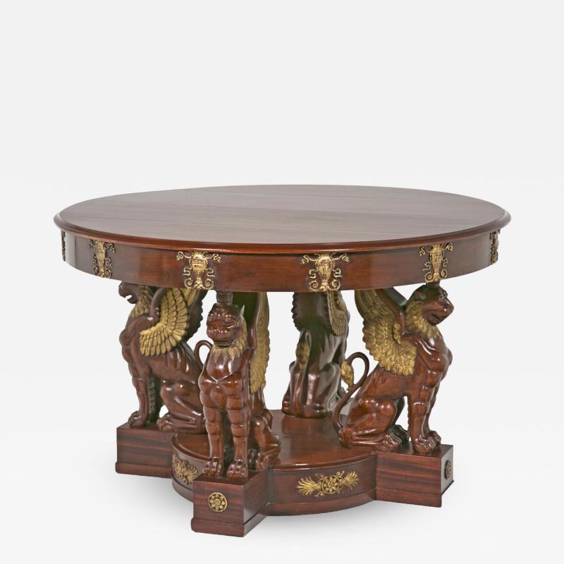 Circa 19th Century Large Baltic Neoclassical Giltwood Center Table