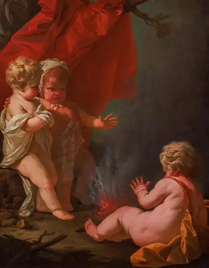 Circle of Jean Honore Fragonard 1732 1806 A Painting of Three Putti and Fire