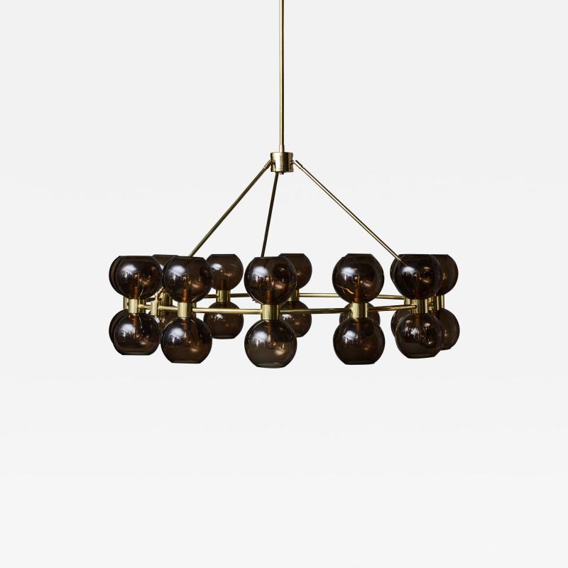 Circular Brass Chandelier with Glass Globes