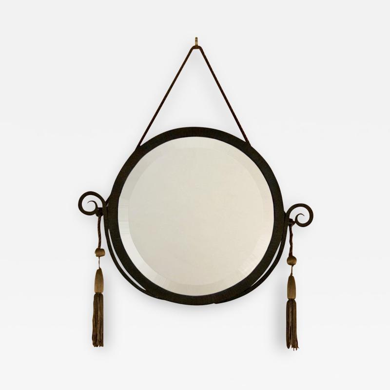 Circular Early 1920s Ironwork Mirror in the Manner of Edgar Brandt