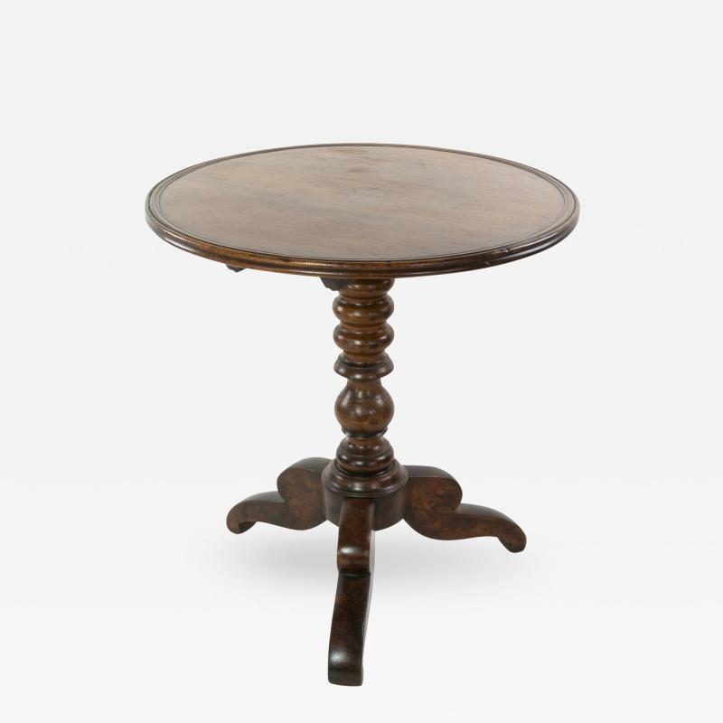 Circular French Tilt Top Table With Turned Pedestal Tripod Base Circa 1860 