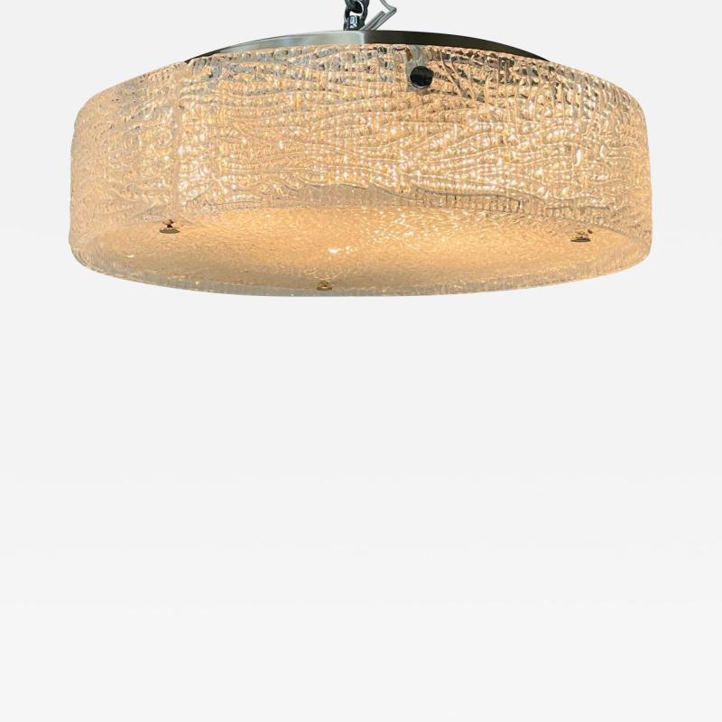 Circular Mid Century Modern Flushmount Chandelier Pendant Glass and Bronze