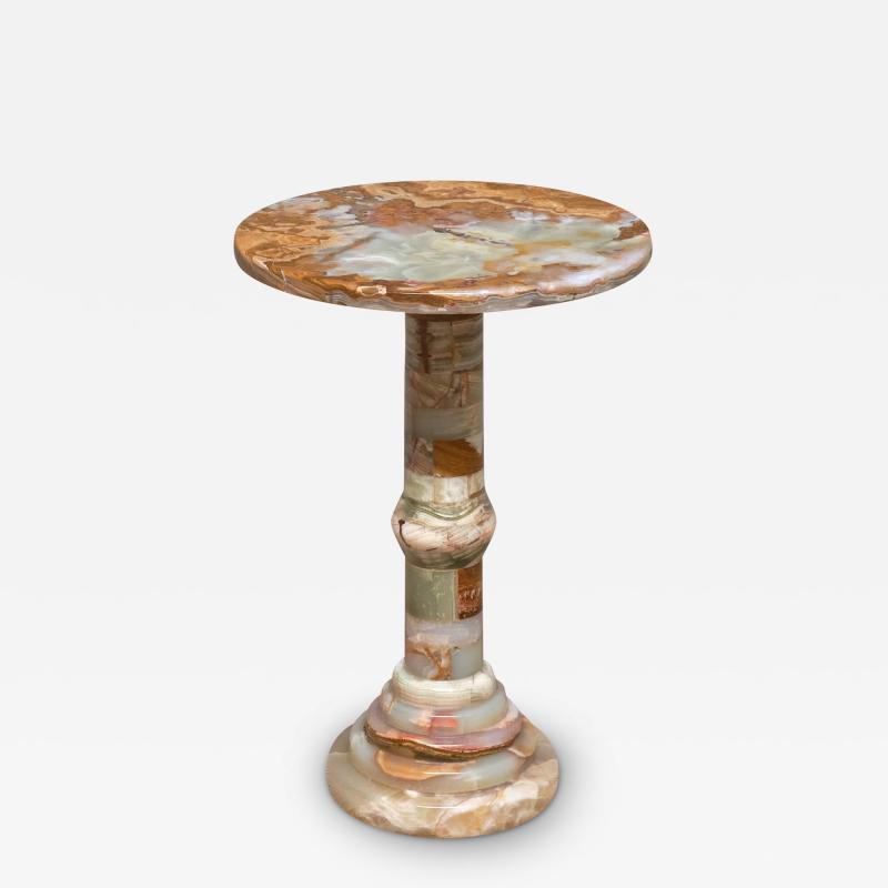 Circular Onyx Side Table with Pedestal Base Italy 1960s