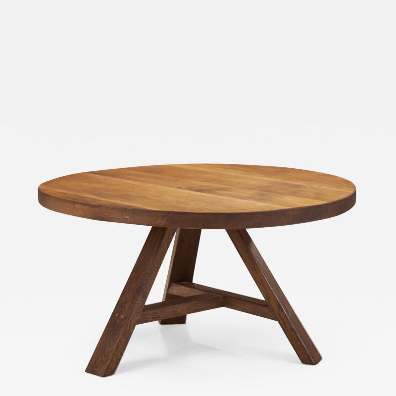 Circular Wood Coffee Table with Tripod Legs Europe ca 1950s