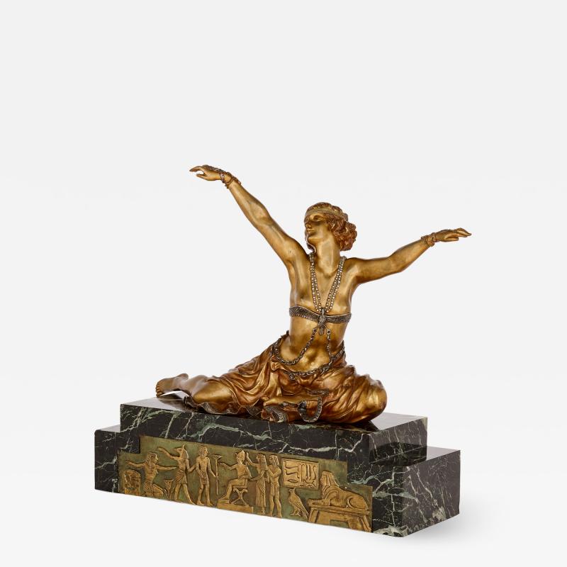 Claire Jeanne Roberte Colinet Art Deco gilt bronze sculpture of the Theban Dancer by CJR Colinet