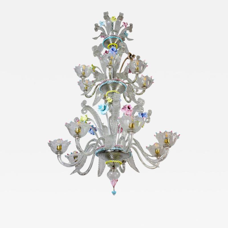 Classic Murano Glass Multicolor Chandelier 1970