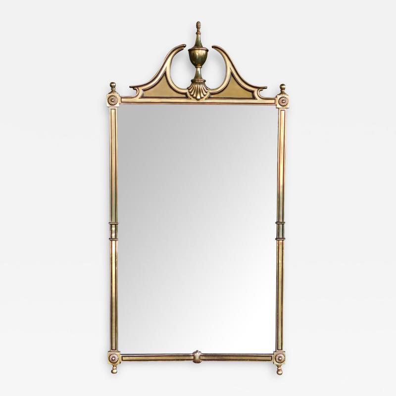 Classically inspired Chippendale Style Brass Mirror with Broken Arch Pediment