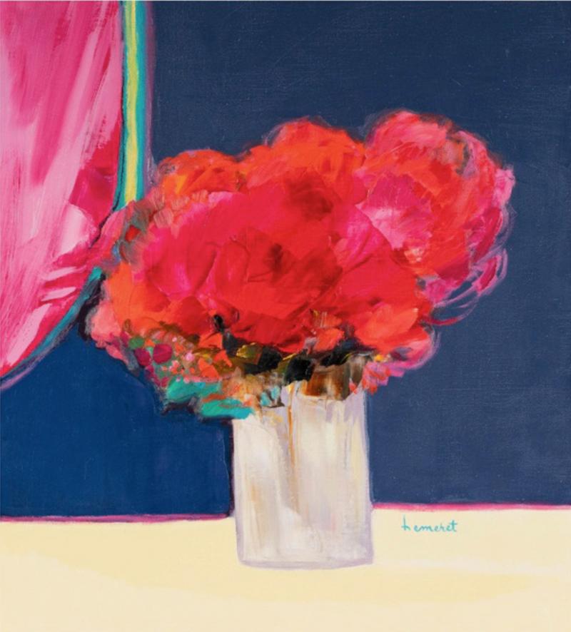 Claude Hemeret Post Modern Oil Painting Bouquet Au Mirroir Claude Hemeret 1929 