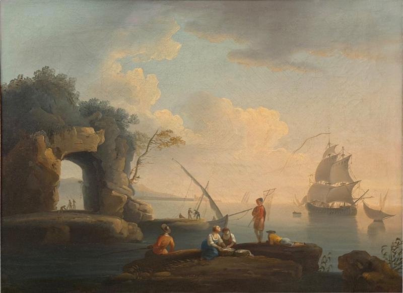 Claude Joseph Vernet Antique French Oil Painting in the Manner of Claude Joseph Vernet