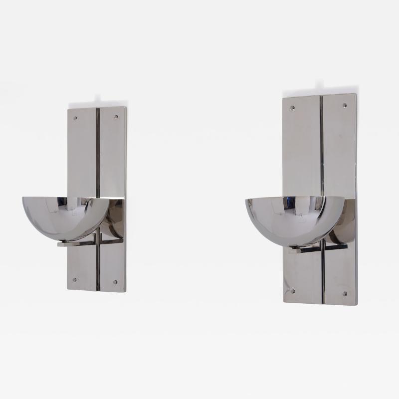 Claude Parent modernist nickel steel wall lights 1992