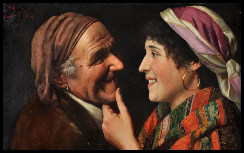 Claudio Rinaldi Claudio Rinaldi Italian fl 1860 1900 Flirtation Oil On Canvas