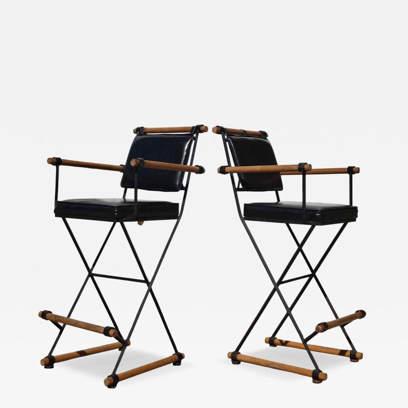 Cleo Baldon Pair of Cleo Baldon for Inca Campaign Style Bar Stools