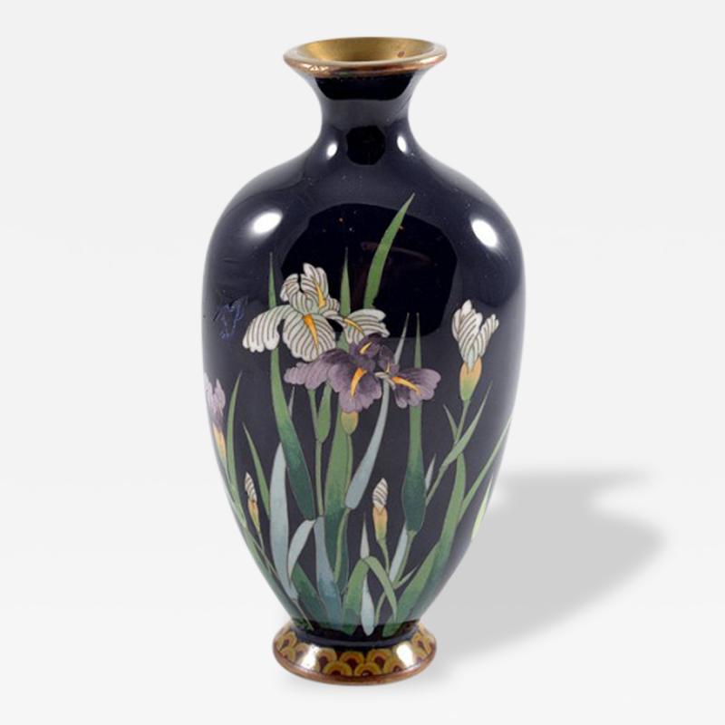 Cloisonn Vase Irises Japan 8 