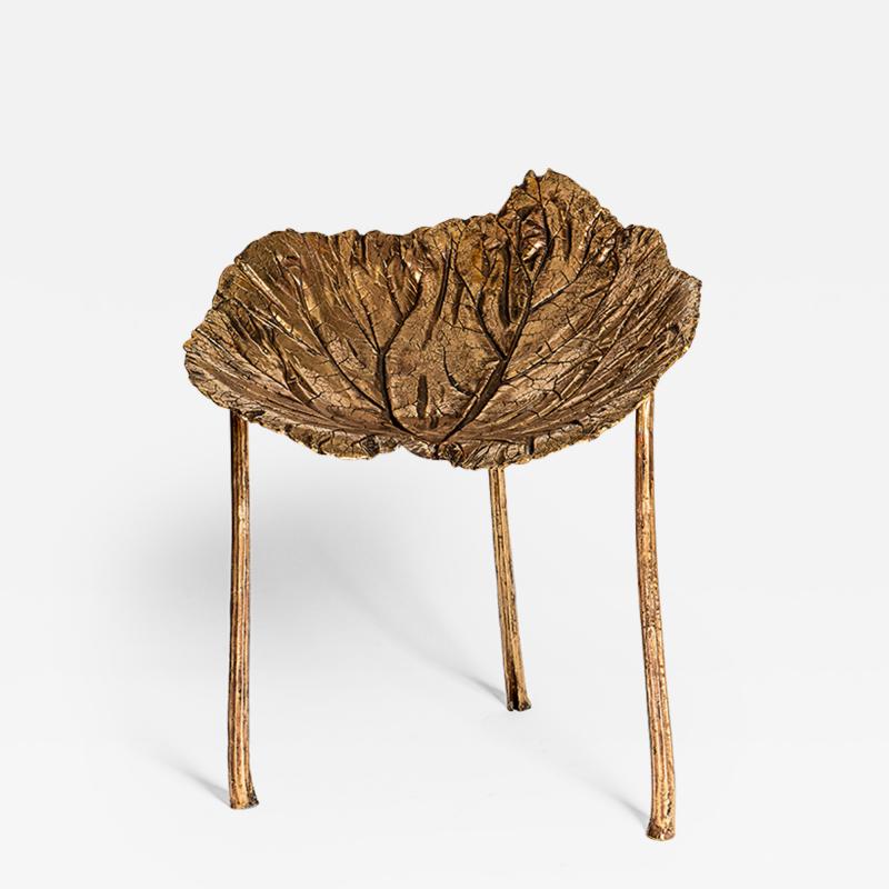 Clotilde Ancarani FOLLIA ARMCHAIR II RHUBARB LEGS Bronze chair with golden patina