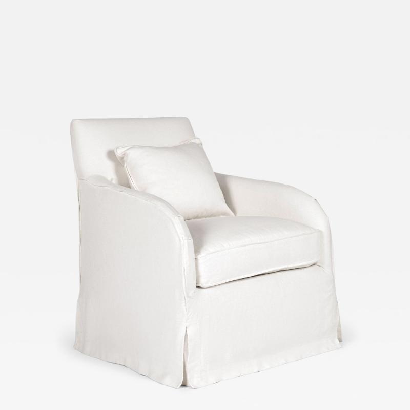 Club Chair Slipcovered in White Linen