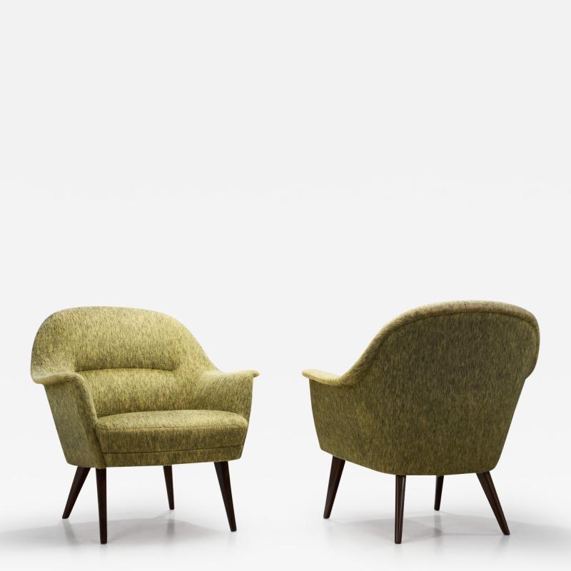 Cocktail Chairs with Dark Glazed Cherry Wood Legs Europe 1950s
