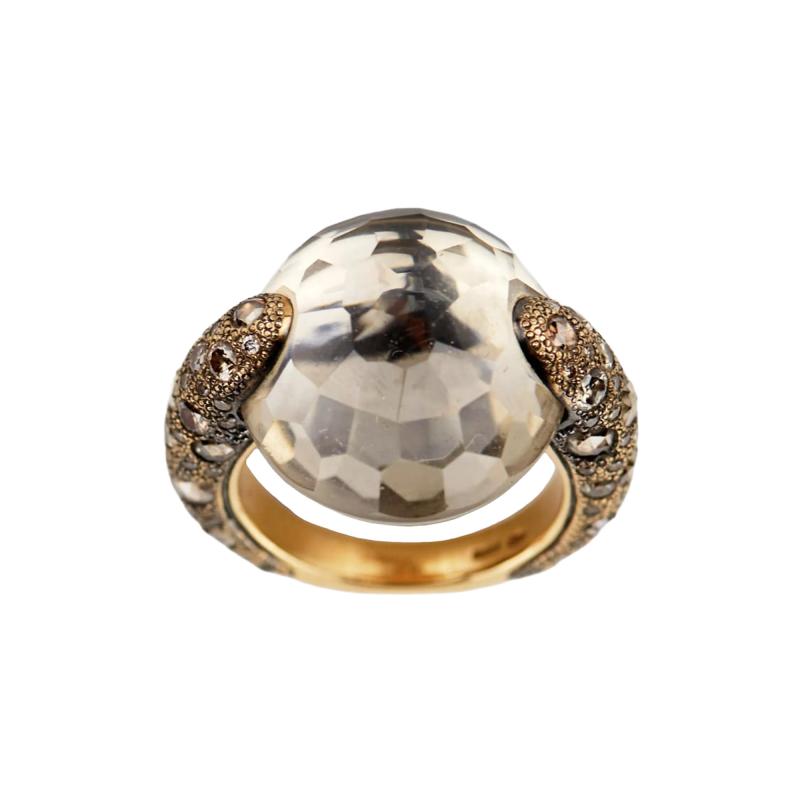 Cocktail Ring Pomellato Tango With Smoky Quartz And Diamonds Italy