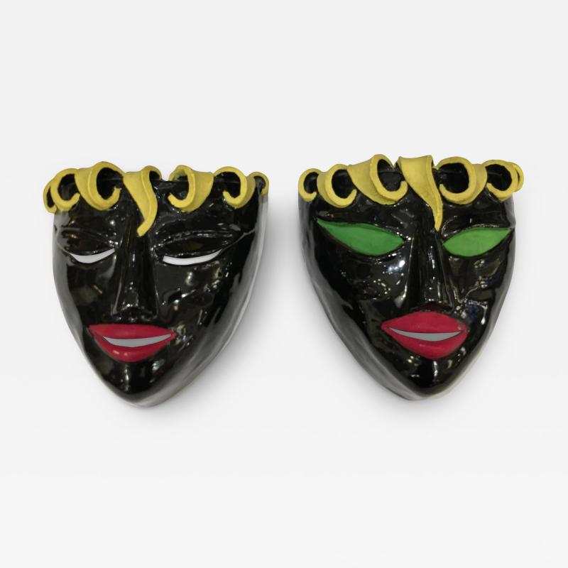 Colette Gueden Pair of ceramic sconces Paris France circa 1970