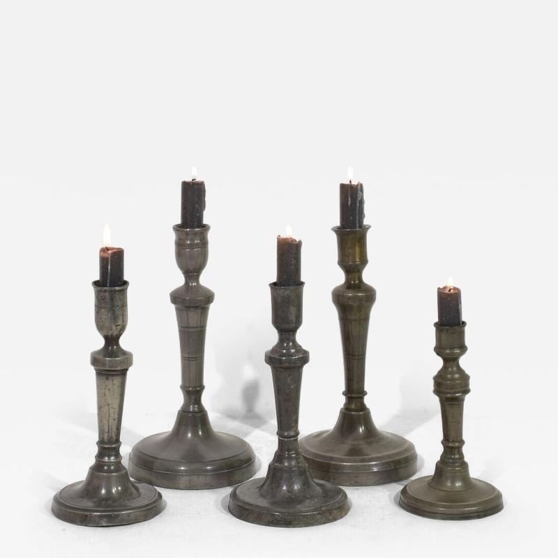 Collection of 18th 19th Century French Pewter Candleholders