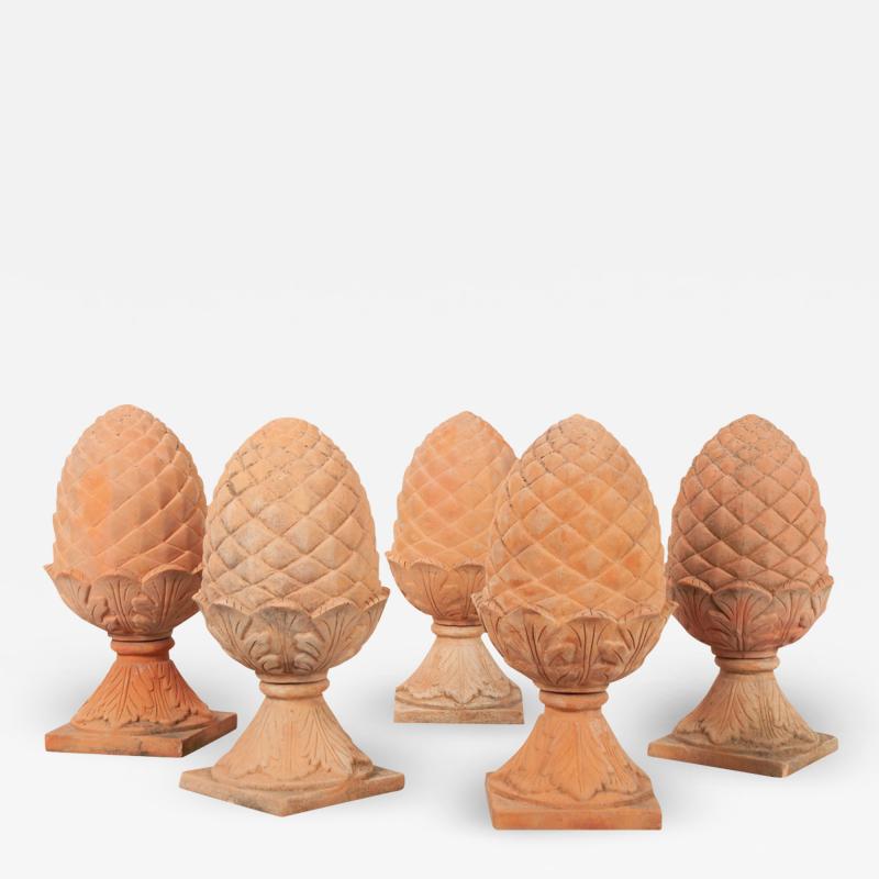 Collection of 5 Terracotta Pineapple Finials