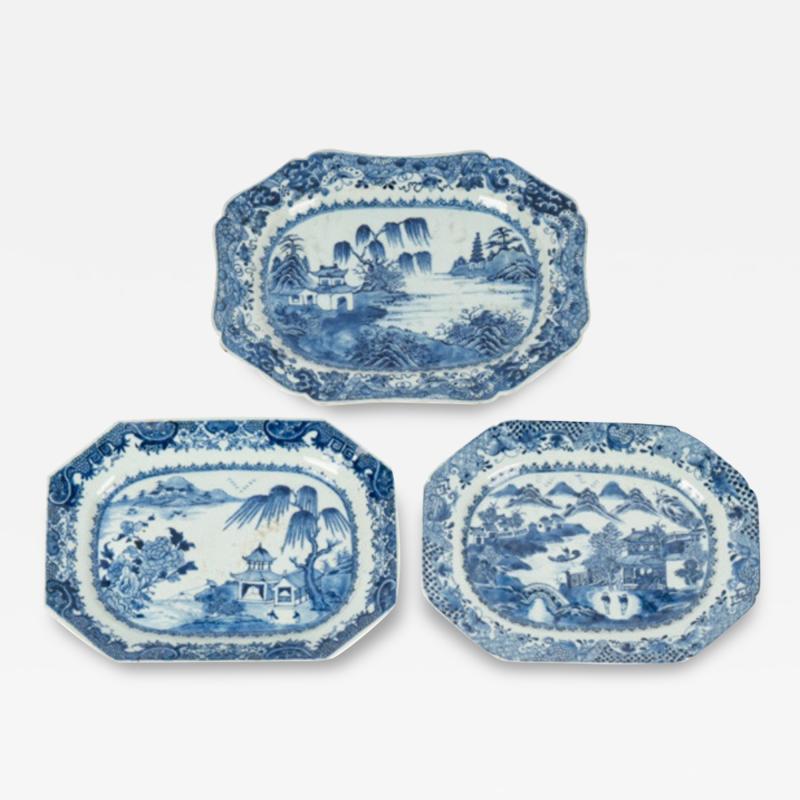 Collection of Chinese Export Blue White Platters