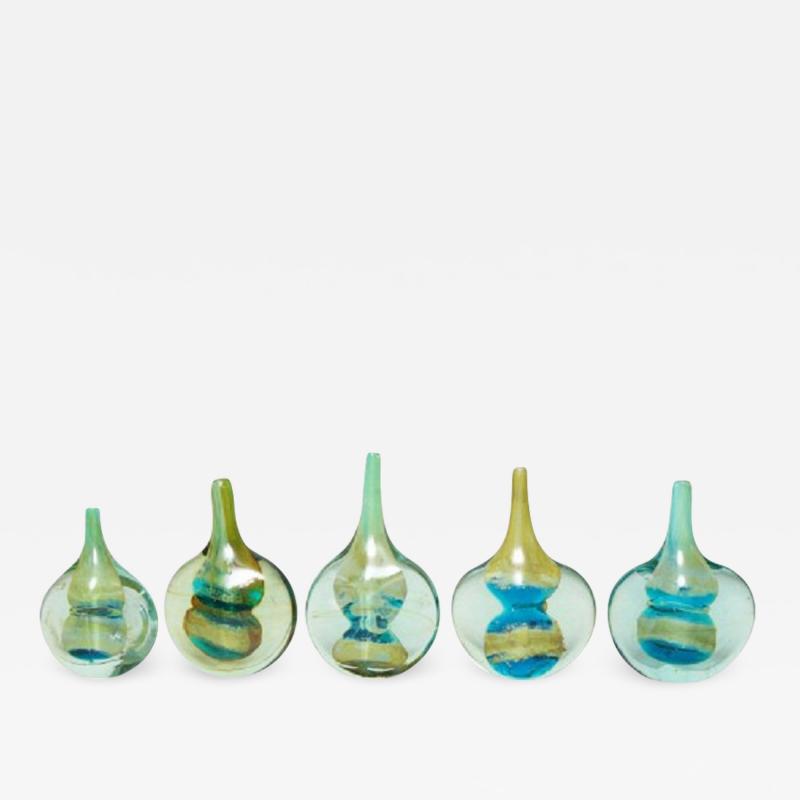 Collection of Five Studio Glass Fish or Lollipop Vases