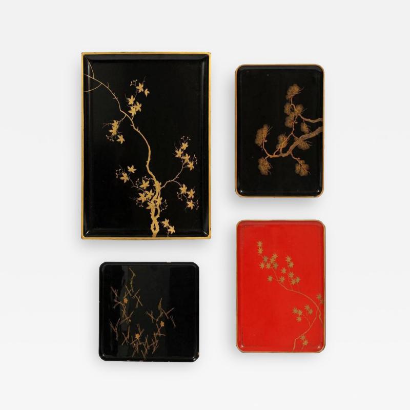 Collection of Four Japanese Lacquered Tray