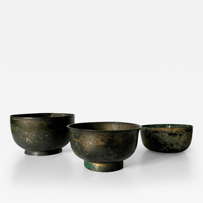 Collection of Three Korean Antique Bronze Bowls