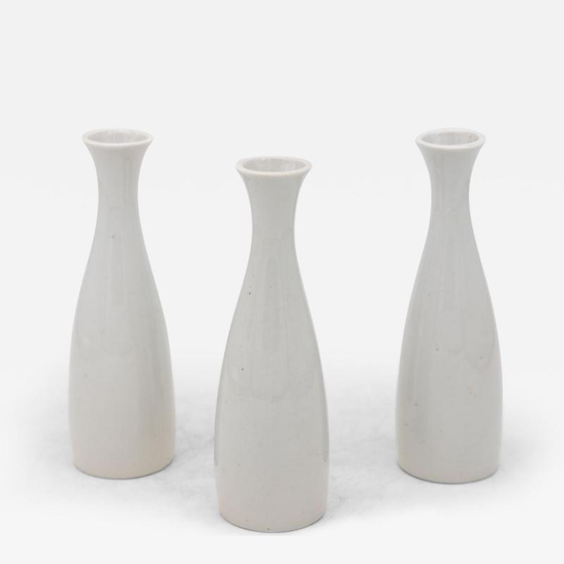Collection of Three White Single Bud Vases French Early 21st C 